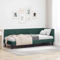 Hoekbedframe met hoofdeinde Donkergroen 80 x 200 cm Fluweel