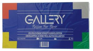 Gallery enveloppen ft 114 x 229 mm, met venster rechts, stripsluiting, pak van 50 stuks