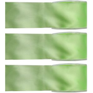 3x Hobby/decoratie groene satijnen sierlinten 2,5 cm/25 mm x 25 meter