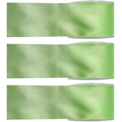 3x Hobby/decoratie groene satijnen sierlinten 2,5 cm/25 mm x 25 meter