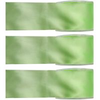 3x Hobby/decoratie groene satijnen sierlinten 2,5 cm/25 mm x 25 meter