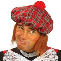 Schotse/Schotland pet - 4x stuks - carnaval verkleed muts met pruik - Verkleedhoeden