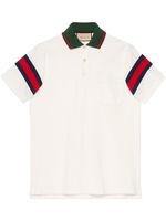 Gucci polo en jersey à bande Web - Blanc - thumbnail