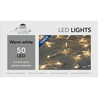Kerstverlichting met timer 50 warm witte lampjes op batterijen Kerstverlichting met timer 50 warm witte lampjes op batterijen