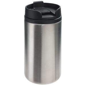 Thermosbeker/warmhoudbeker Koffie To Go - metallic zilver - 290 ml - dubbelwandig - met schroefdop