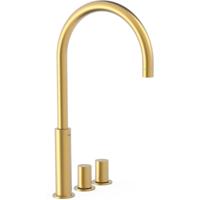 Wastafelkraan Tres Study | Opbouw | Draaibare uitloop | Mengkraan | Hoog model | 2-knops | Rond | 24k Goud mat