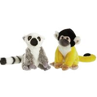 Apen serie zachte pluche knuffels 2x stuks - Maki aap en Squirrel aap van 18 cm - thumbnail