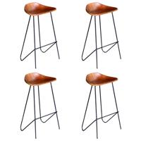 Barstoelen 4 st echt leer bruin