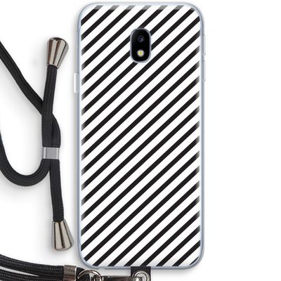 Strepen zwart-wit: Samsung Galaxy J3 (2017) Transparant Hoesje met koord