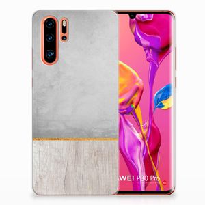 Huawei P30 Pro Bumper Hoesje Wood Concrete