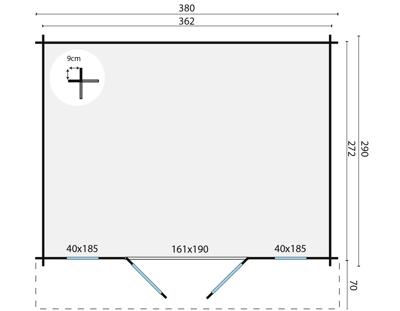 Blokhut - Tuinhuis Mimir | 28 mm | honinggeel geïmpregneerd