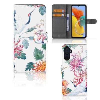 Samsung Galaxy M14 | Telefoonhoesje | Met pasjeshouder | Bird Flowers
