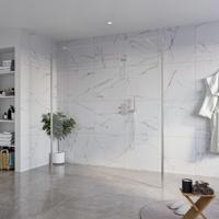 Fortifura Galeria Vrijstaande Inloopdouche - 180x200cm - Helder - antikalk - 8mm veiligheidsglas - 2 zijwanden 30cm - wandsteunen en hoekprofielen - Geborsteld RVS PVD (RVS) SW927769 2x/SW797920/SW797909 2x/SW798730 2x