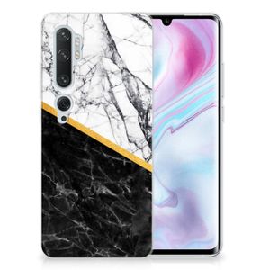 Xiaomi Mi Note 10 Pro TPU Siliconen Hoesje Marmer Wit Zwart - Origineel Cadeau Man