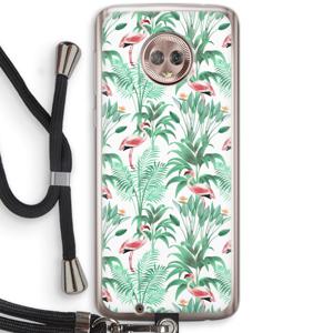 Flamingo bladeren: Motorola Moto G6 Transparant Hoesje met koord