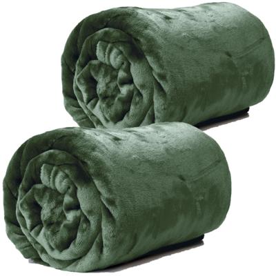 Enzo Fleece deken/plaid - 2x - pesto groen - polyester - 130 x 180 cm