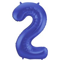 Folie ballon van cijfer 2 in het blauw 86 cm - thumbnail