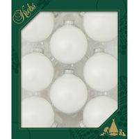 8x Satijn witte glazen kerstballen mat 7 cm kerstboomversiering - thumbnail