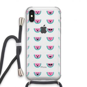 Smiley watermeloenprint: iPhone X Transparant Hoesje met koord