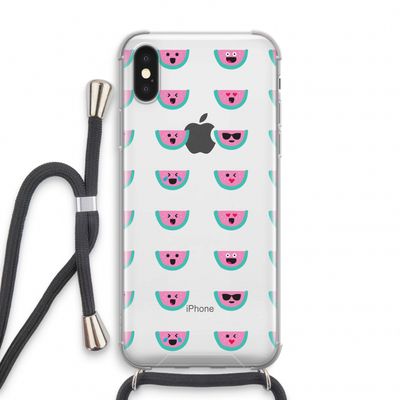Smiley watermeloenprint: iPhone X Transparant Hoesje met koord