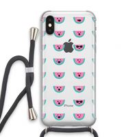 Smiley watermeloenprint: iPhone X Transparant Hoesje met koord