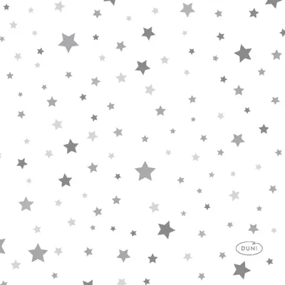 Duni 3-laags tissue servet silver stardust 24x24cm wit 20 stuks