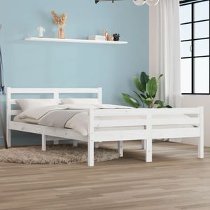 Bedframe massief hout wit 135x190 cm 4FT6 Double