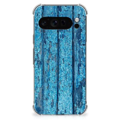 Google Pixel 9 Pro XL Stevig Telefoonhoesje Wood Blue Google Pixel 9 Pro XL Stevig Telefoonhoesje Wood Blue