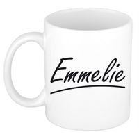 Naam cadeau mok / beker Emmelie met sierlijke letters 300 ml