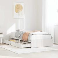 Bedframe zonder matras massief grenenhout wit 90x200 cm