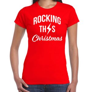 Rocking this Christmas Kerst t-shirt rood voor dames