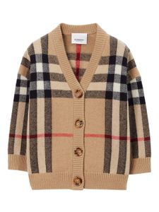 Burberry Kids cardigan imprimé à col v - Marron