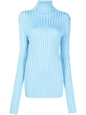 Galvan London pull en maille nervurée Rhea à col roulé - Bleu