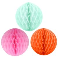 Kerstversiering set van 6x papieren kerstballen 10 cm mintgroen lichtroze en oranje