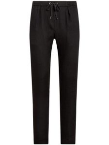 Ralph Lauren Purple Label pantalon fuselé en lin à lien de resserrage - Noir