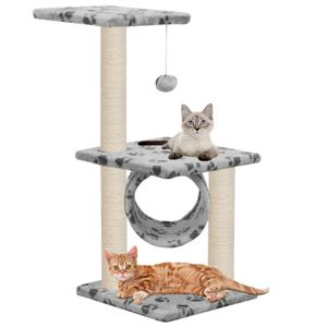 VidaXL Kattenkrabpaal met sisal krabpalen 65 cm pootafdrukken grijs