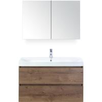 Maxx XL Badmeubelset 100 cm - Tabacco - Wastafel Just 1 Kraangat met Spiegelkast