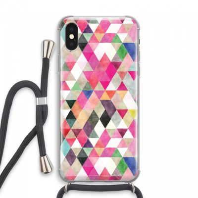 Gekleurde driehoekjes: iPhone XS Max Transparant Hoesje met koord