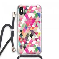 Gekleurde driehoekjes: iPhone XS Max Transparant Hoesje met koord