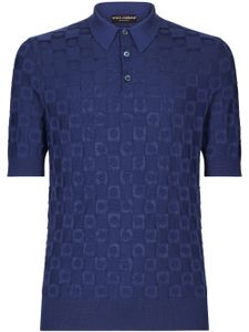 Dolce & Gabbana polo en soie à motif en jacquard - Bleu