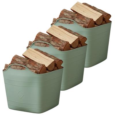 Excellent houseware Flexibele kuip / emmer - 3x - groen - 25 l - kunststof - 40 x 35 cm