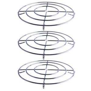 3x Stuks chroom pannenonderzetters rond zilver 20 cm