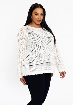 Yoek Trui ajour KNIT | Beige | Maat 38/40