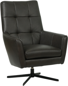Donkergrijze leren moderne draaifauteuil Central - Granada leer Graphite (donkergrijs leer)