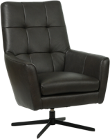Donkergrijze leren moderne draaifauteuil Central - Granada leer Graphite (donkergrijs leer)