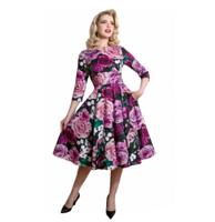 Hearts & Roses Sydney Floral Swing Dress Purple-M