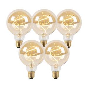 LUEDD Set van 5 E27 dimbare LED lampen spiraal G95 goud 4W 270 lm