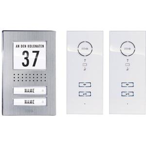 m-e modern-electronics ADV 122 WW Vistadoor Complete set voor Deurintercom Kabelgebonden Tweegezinswoning RVS, Wit