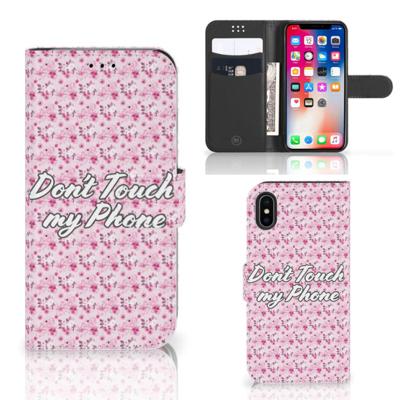Apple iPhone X | Xs Portemonnee Hoesje Flowers Pink DTMP Apple iPhone X | Xs Portemonnee Hoesje Flowers Pink DTMP