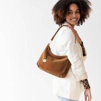 Leren schoudertas dames - suede cognac - MŌSZ Coco M